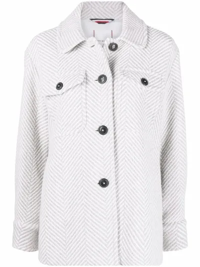 Tommy Hilfiger Herringbone Woven Shirt Jacket In Grey