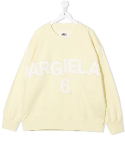 Mm6 Maison Margiela Teen Logo Print Sweatshirt In Yellow