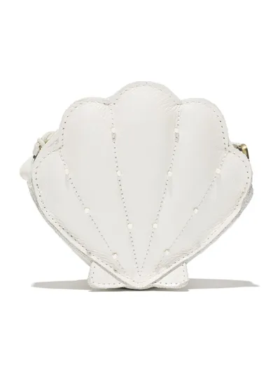 Donsje Kids' White Shelly Scallop Leather Cross Body Bag