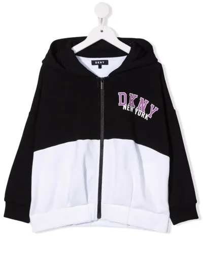 Dkny Teen Logo-print Zipped Hoodie In Black