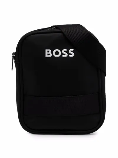 Bosswear Kids' Embossed-logo Shoulder Bag In Black