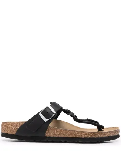 Birkenstock Gizeh Braided-strap Sandals In Black Leather