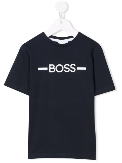 Bosswear Kids' Logo-print Cotton T-shirt In Blue