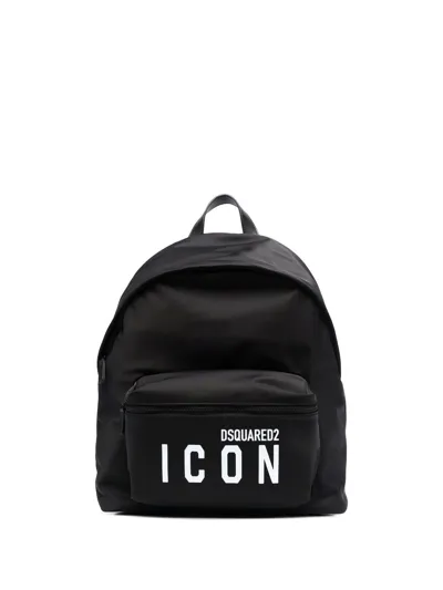 Dsquared2 Icon Logo Printed Backpack In Nero Nero