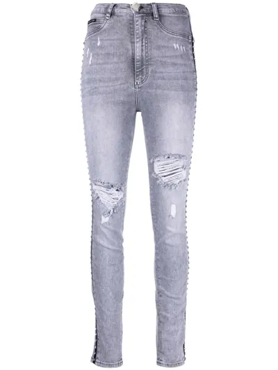 Philipp Plein High Waist Jeggings In Grau