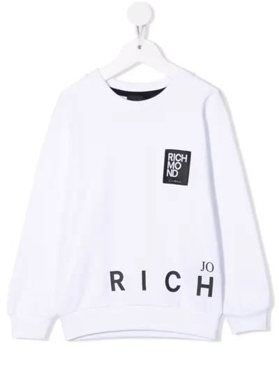 John Richmond Junior Kids' Logo-patch Cotton Sweatshirt In White