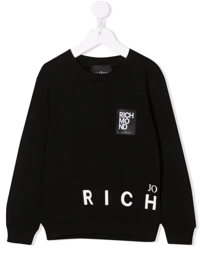 John Richmond Junior Kids' Logo-patch Cotton Sweatshirt In Black