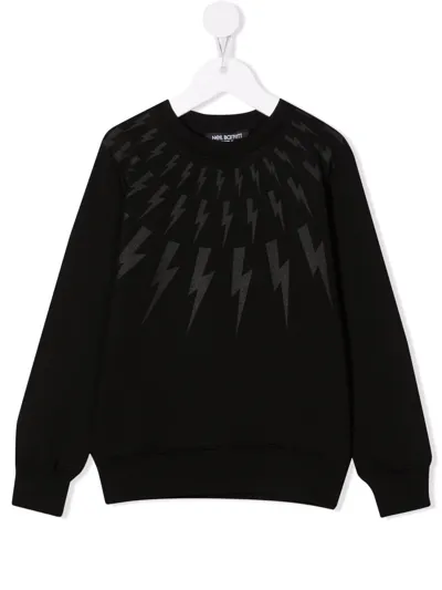 Neil Barrett Teen Lightning-print Glittered Sweatshirt In Black