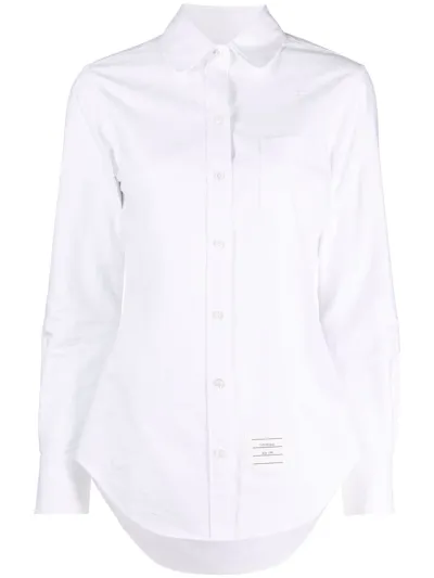 Thom Browne White Classic Oxford Long Sleeve Button Down Point Collar Shirt