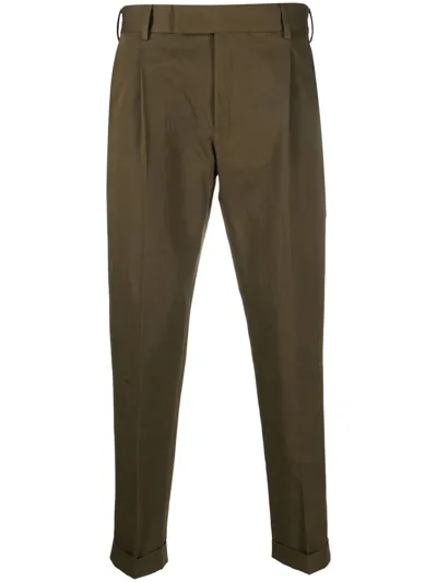 Pt Torino Cropped Tapered-leg Trousers In Green