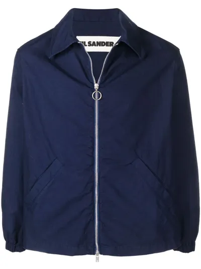 Jil Sander Men's Canvas Bomber Jacket In Dark Blue