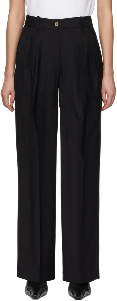 Loulou Studio Sbiru Wool Straight-leg Pants In Black