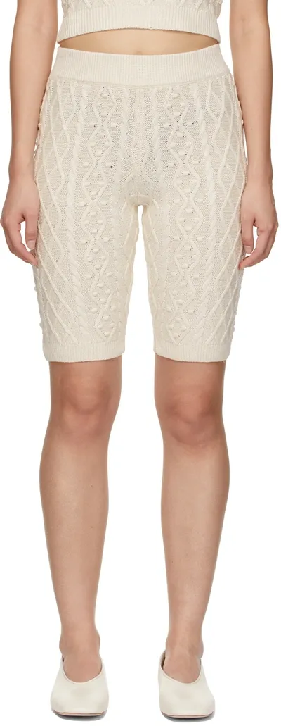 Loulou Studio Off-white Silk & Linen Musa Shorts