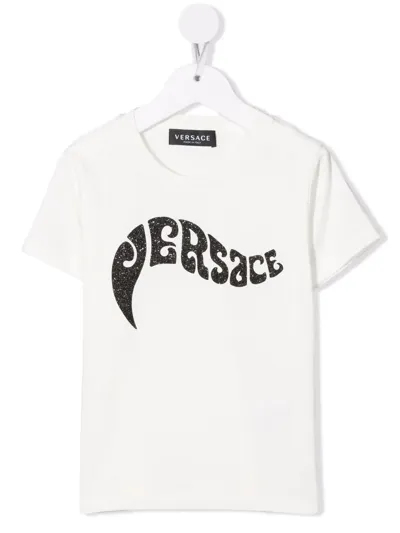 Versace Kids' Logo-print T-shirt In White