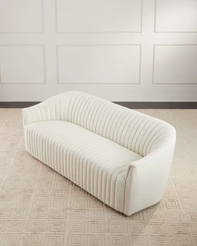 Interlude Home Channel Sofa, 90" In Shearling Cream