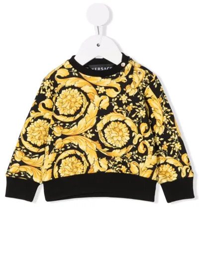 Versace Babies' Baroque-pattern Print Sweater In Gold