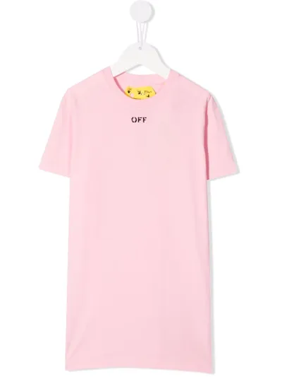 Off-white Kids Pink T-shirt With Off Stamp