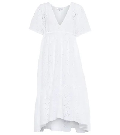 Heidi Klein Broderie Anglaise Cotton Midi Dress In White