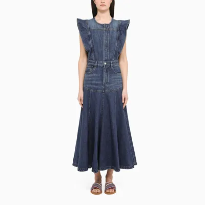 Chloé Denim Long Dress In Blue