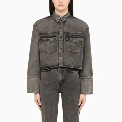 Remain Birger Christensen Thalia High-low Organic Cotton Denim Jacket In Grey