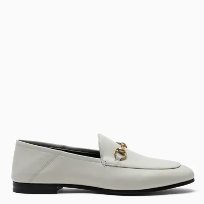 Gucci White Leather Horsebit Loafer