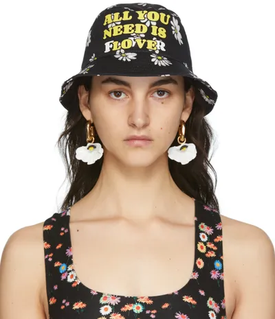 Rabanne Ssense Exclusive Black Daisy Bucket Hat In M115 Black Daisy