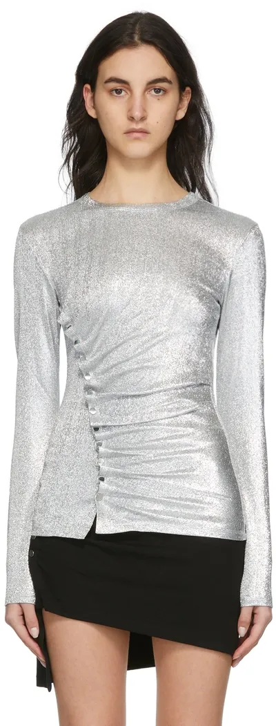 Rabanne Silver Lurex Jersey Draped T-shirt