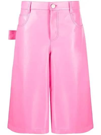 Bottega Veneta Pink Leather Bermuda Shorts