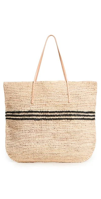 Hat Attack Luxe Stripe Tote In Natural/black