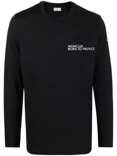 Moncler Black 'born To Protect' Long Sleeve T-shirt