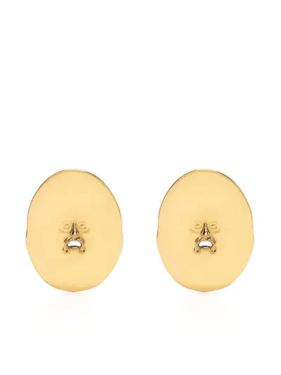 Patou Face Oval Stud Earrings In Gold