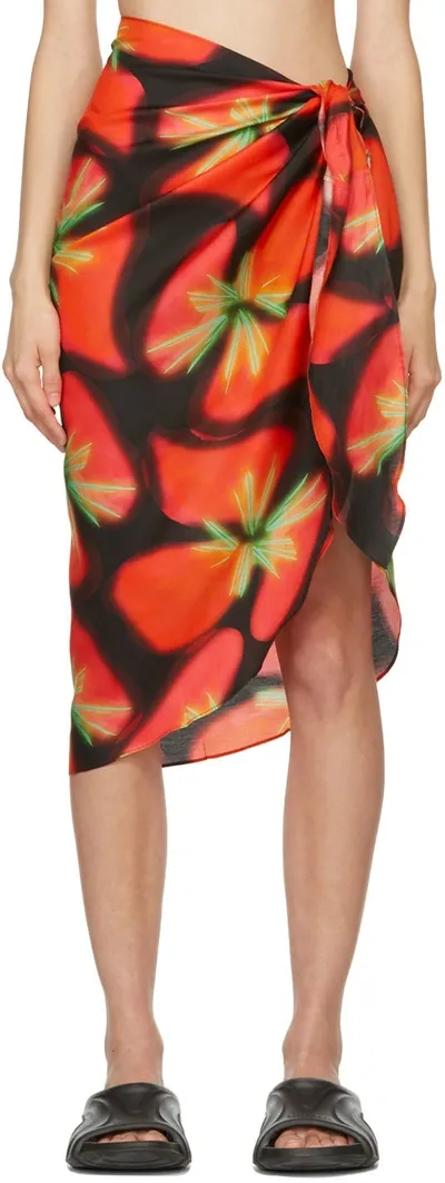 Louisa Ballou Multicolor Lightweight Sarong Skirt In Pink Aura Flower