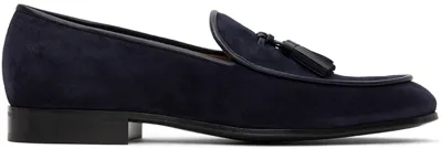 Gianvito Rossi Navy Julio Loafers In Blue