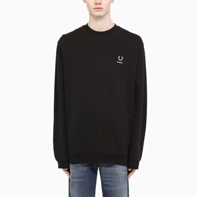 Fred Perry Black Crewneck Sweatshirt With Logo Embroidery