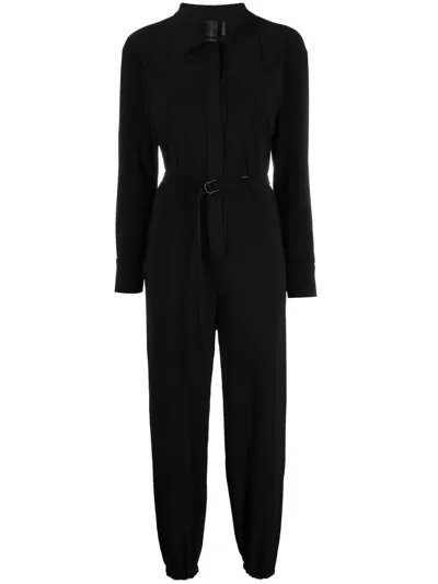 Norma Kamali Spread-collar Jog Jumpsuit In Black