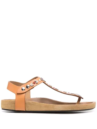 Isabel Marant Enavy Leather Sandal In Brown