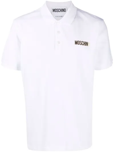 Moschino Logo-print Polo Shirt In Weiss