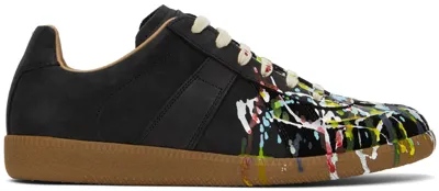 Maison Margiela Paint Replica Splatter-detail Sneakers In Black Paint