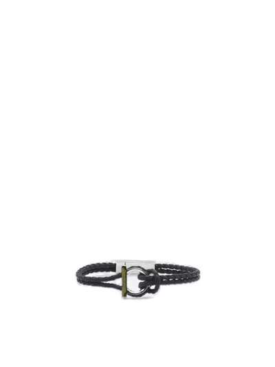 Ferragamo Salvatore  Gancini Woven Bracelet In Black