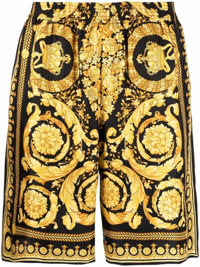 Versace Barocco-print Knee-length Silk Shorts