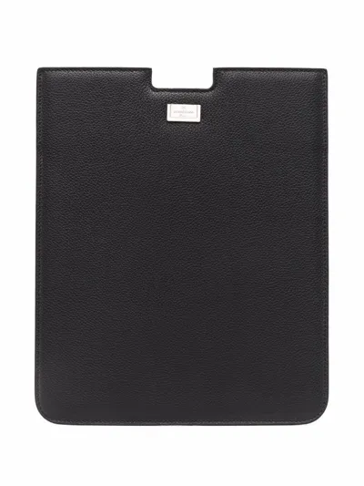 Corneliani Leather Laptop Sleeve In Schwarz