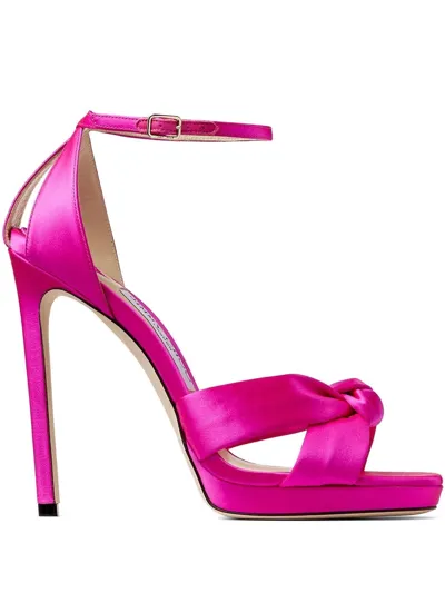 Jimmy Choo Rosie 120mm Satin-finish Sandals In Fuchsia