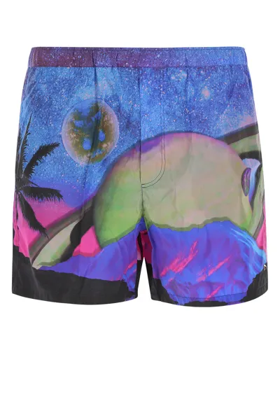 Valentino Graphic-print Swim Shorts In Water Sky