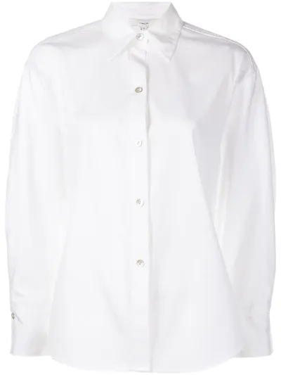 Vince Tie-back Cotton Button-front Shirt In Optic White