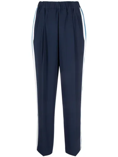 Twinset Contrasting Side Stripe Trousers In Blau