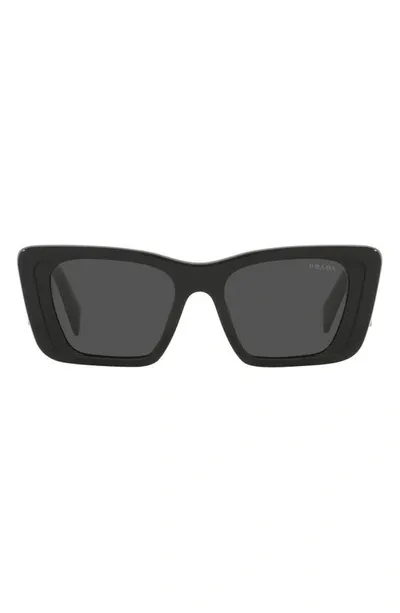 Prada Symbole 51mm Rectangular Sunglasses In Black