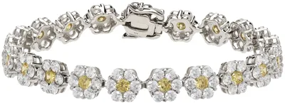 Hatton Labs Sterling Silver Crystal Flower Tennis Bracelet