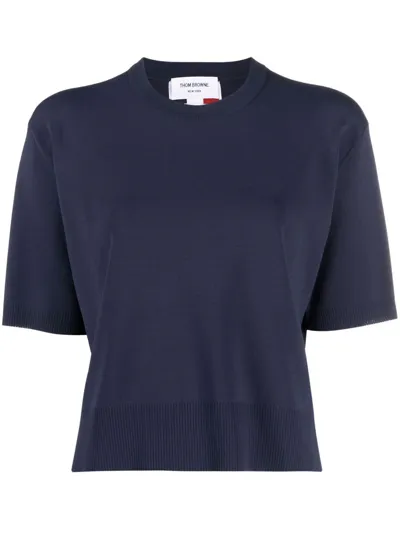 Thom Browne Rwb Intarsia-knit T-shirt In Blue