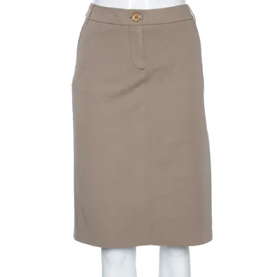 Pre-owned Weekend Max Mara Ecru Cotton Skirt L In Beige