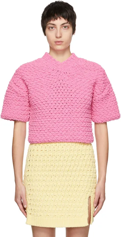 Bottega Veneta Heavy Weight Chenille Sweater In Bubble Gum